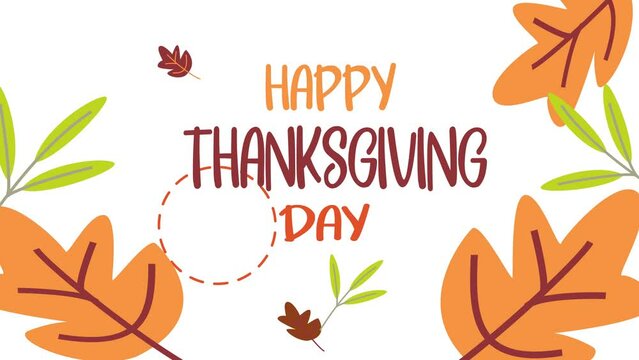 happy thanksgiving animated text for celebrate thanksgiving day. handwritten animation. november holidays.