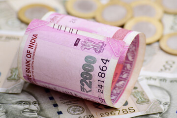 Closeup of indian currency banknote