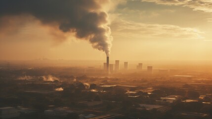 Fototapeta premium industry metallurgical plant dawn smoke smog emissions bad ecology