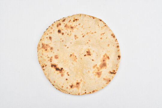 Top view of tawa chapati isolated on white background
