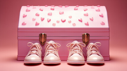 pink shoes and ribbon HD 8K wallpaper Stock Photographic Image 