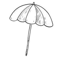 umbrella beach handdrawn 