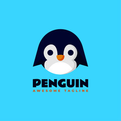 Vector Logo Illustration Penguin Flat Modern Style.