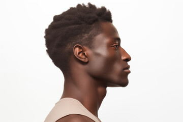 African Man with Textured Hair in Calm Profile Pose