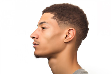 Side Profile with Detailed Afro Haircut and Clear Skin