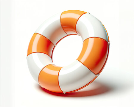 Orange and White Striped Inflatable Swimming Ring for Water Fun