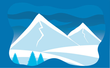 mountain winter landscape illustration flat design
