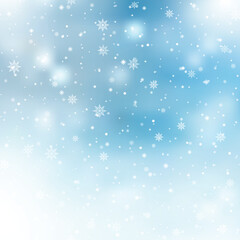 Christmas, Snowy background with falling snow, snowflakes, snowdrift for winter and new year holidays. Vector