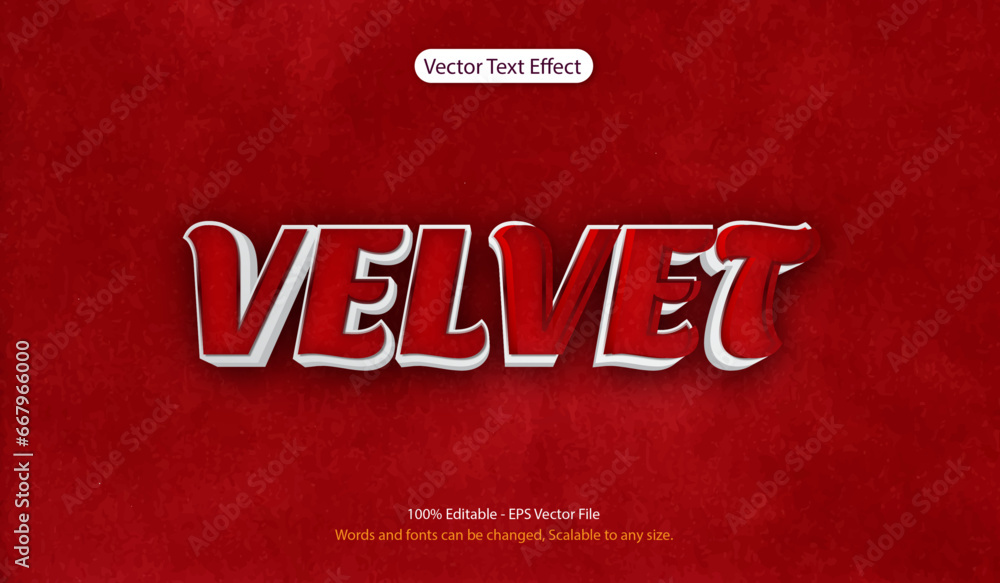 Poster 3d red velvet style editable text effect. vector