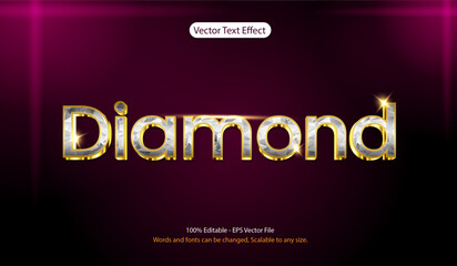 3d  diamond luxury gold  editable text effect. vector