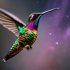 A radiant, interstellar hummingbird with wings that create sonic ripples in the cosmic nectar1 - obrazy, fototapety, plakaty