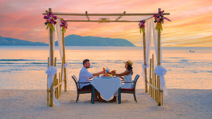 Romantic dinner on the beach in Phuket Thailand
