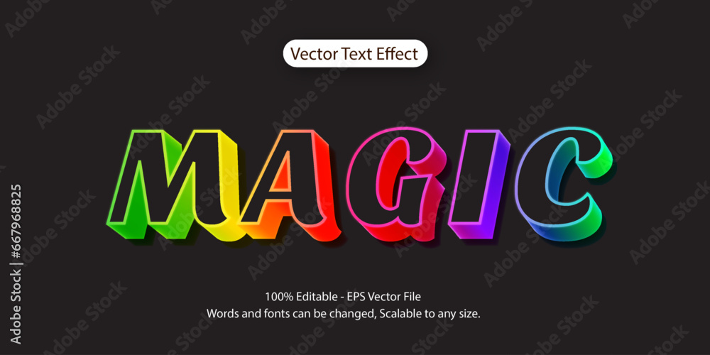 Poster 3d colorful gradient on black editable text effect. vector