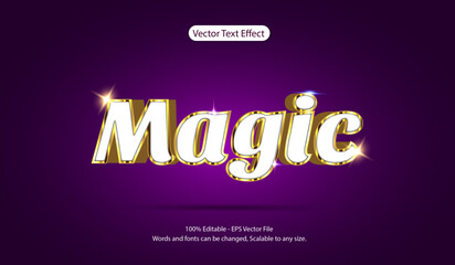 Obraz premium 3d white and gold on purple editable text effect. vector