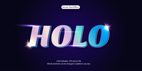 3d holographic style editable text effect. vector - obrazy, fototapety, plakaty