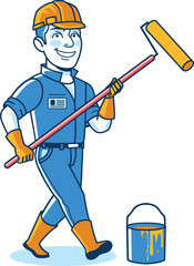 Construction Worker Home Builder Engineer Cartoon