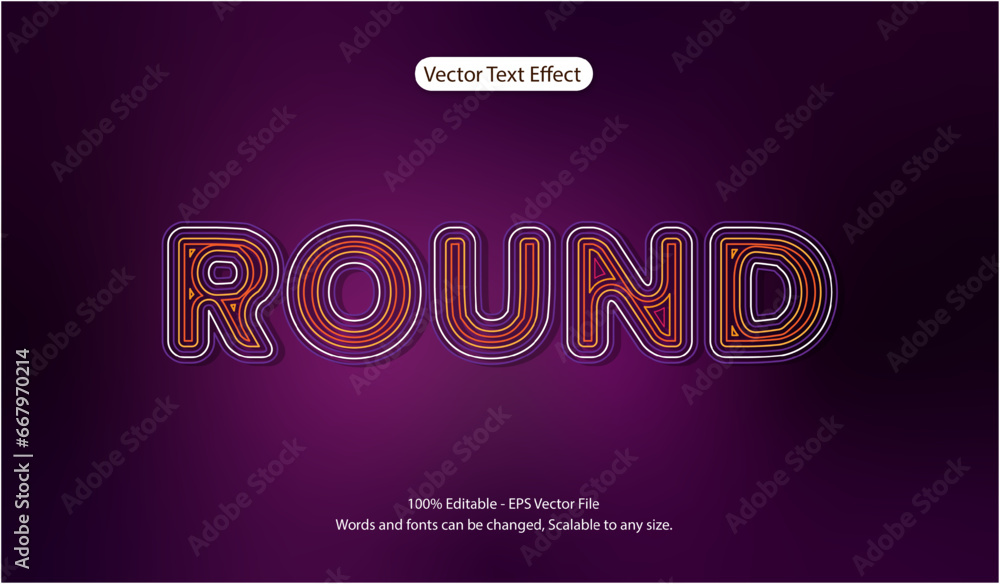 Poster 3d thin line purple offset editable text effect. vector