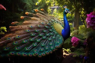 Obraz premium peacock with feathers out