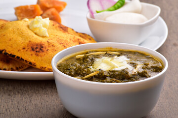 Sarso saag bowl closeup, punjabi food