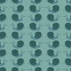 blue snails seamless pattern