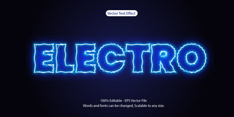 3d electric blue editable text effect. vector