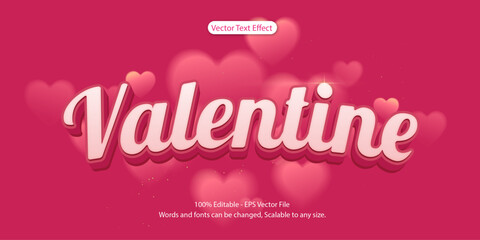 3d valentine pink editable text effect. vector