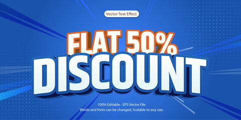 3d orange blue discount editable text effect. vector