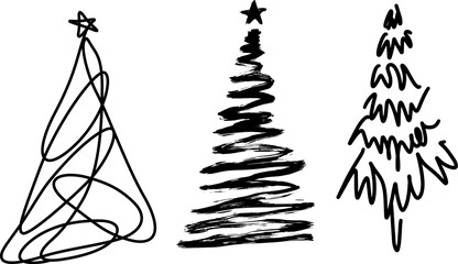 Hand sketch Christmas tree. Merry Christmas concept, vector illustration