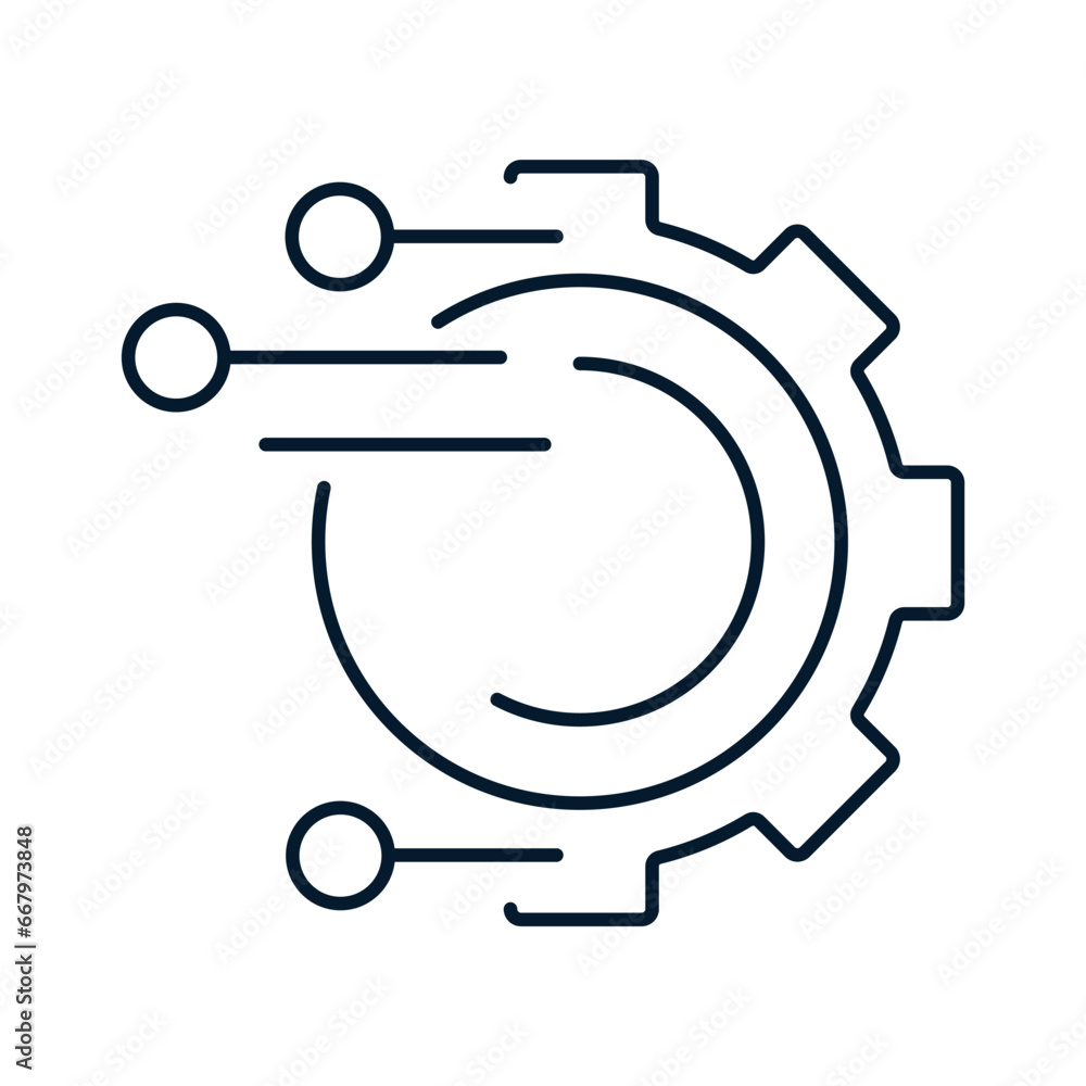 Poster the concept of introducing digital technologies into industry. vector icon isolated on white backgro