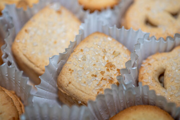 Danish butter cookies sweet tea biscuits in paper packaging