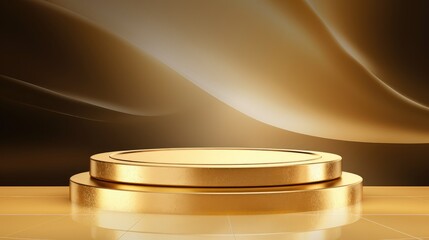 a luxurious and elegant gold product podium background stand display for premium products