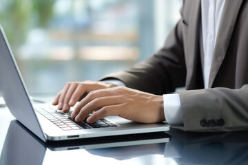 Man In A Business Suit Behind A Laptop Created Using Artificial Intelligence