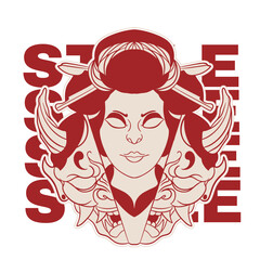 Oni Japanese girl devil mask, Vector illustration	
