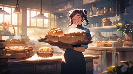 ［AI生成画像］パン屋の美少女12