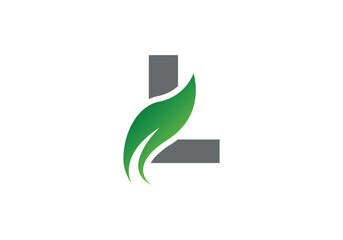 Abstract L letter nature logo with leaf template.