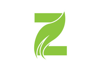 Abstract Z letter nature logo with leaf template.