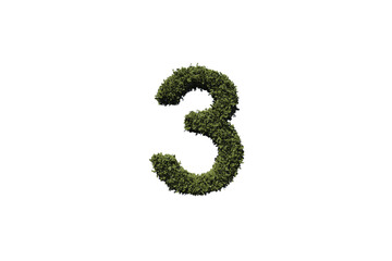 Digital png illustration of number 3 of grass on transparent background