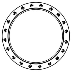 Digital png illustration of circle with shamrocks on transparent background