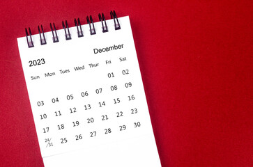 December 2023 Monthly desk calendar for 2023 year.