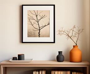 wooden frame with plant ai generative