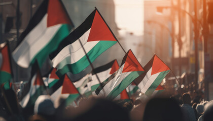 Fototapeta Close-up of Palestine flag at protest obraz