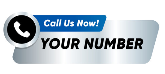 Call us now your number template support phone sticker symbol contact us icon graphic in silver blue