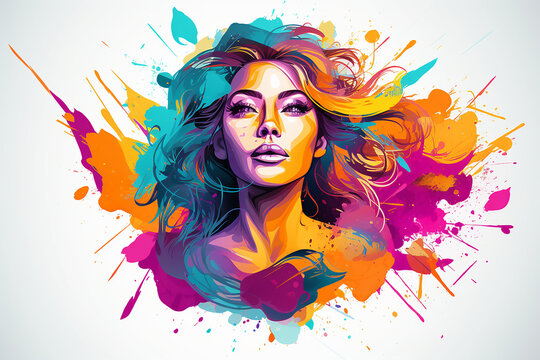 illustration of a women in color splash representing a colorful life