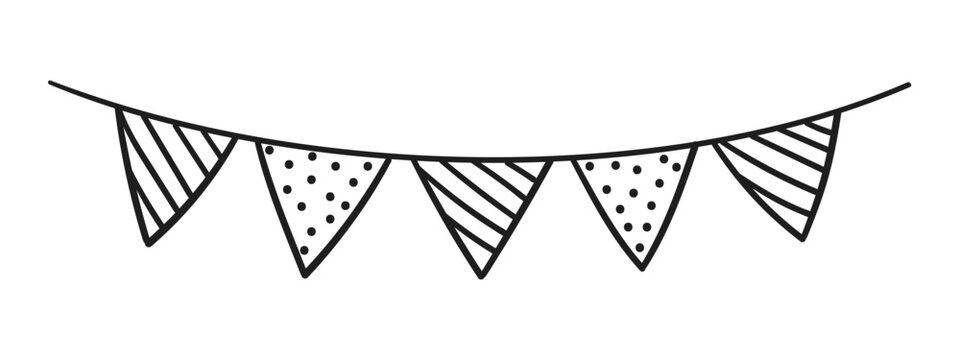 recommend clip art: Set of Doodle flags for decoration. Garland black lines sketch. hand drawn vector illustration. Drawing doodles. holiday oatmeal