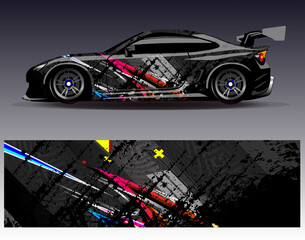 Car wrap design vector.Graphic abstract stripe racing background designs for vehicle, rally, race, adventure and car racing livery