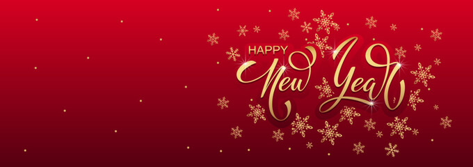 Happy New Year hand lettering calligraphy. Vector holiday illustration element. Typographic element