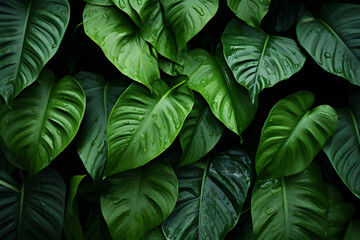 Green leaves background, tropical leaves