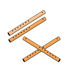 Retro Vintage Set of Traditional Bamboo Flute Fife Icon Illustration