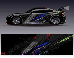 Car wrap design vector.Graphic abstract stripe racing background designs for vehicle, rally, race, adventure and car racing livery