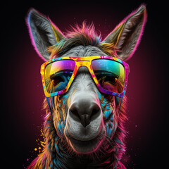 portrait of a donkey neon generated by ai